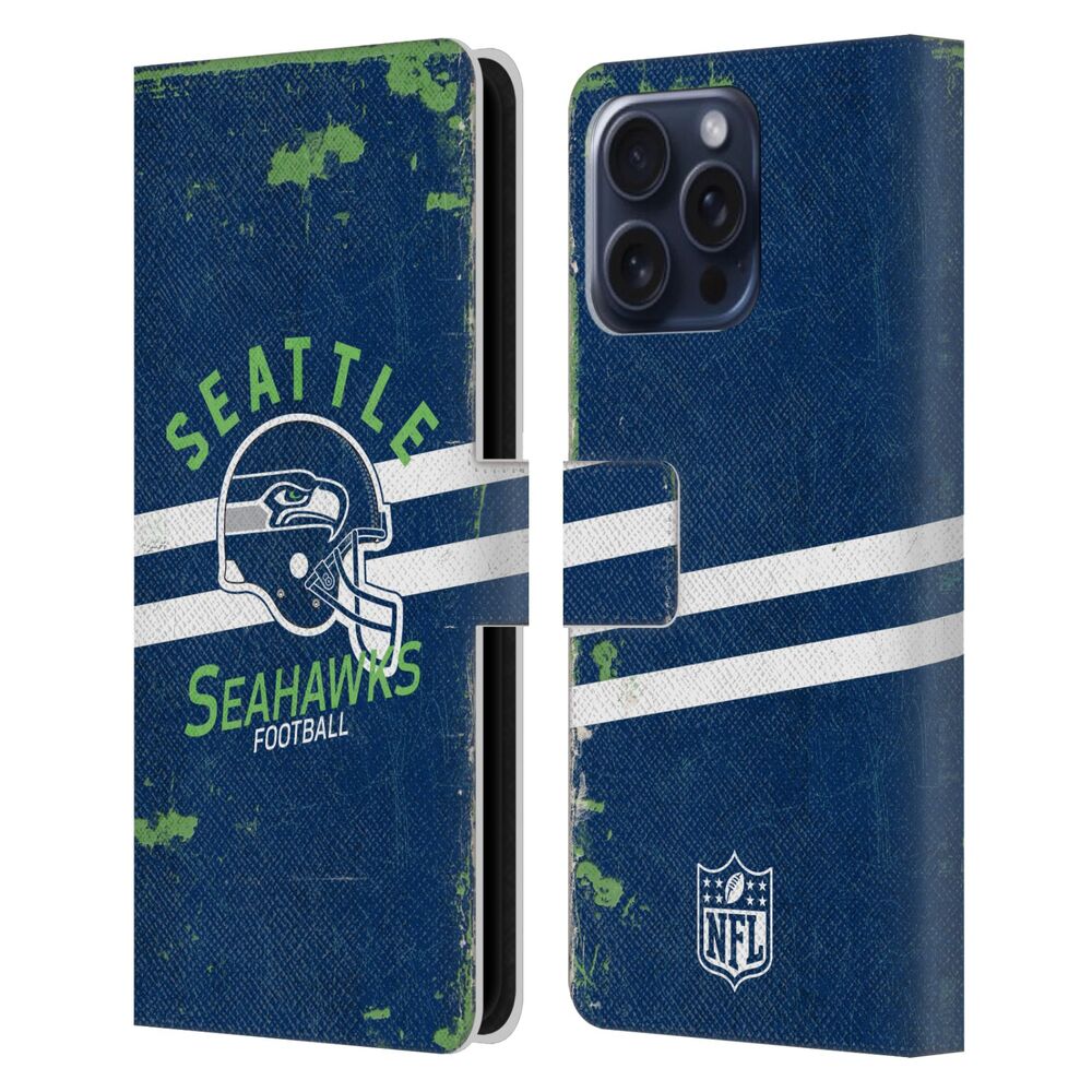 SEATTLE SEAHAWKS(NFL) シアトルシーホークス シアトルシーホークス - Helmet Distressed レザー手帳型 / Apple iPhoneケース 【公式 / オフィシャル】